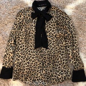 Beautiful Leopard Print Tie Blouse